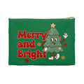 Merry And Bright Cute Christmas Tree Retro Style Christmas Print Polyester Accessory Travel Bag Pouch