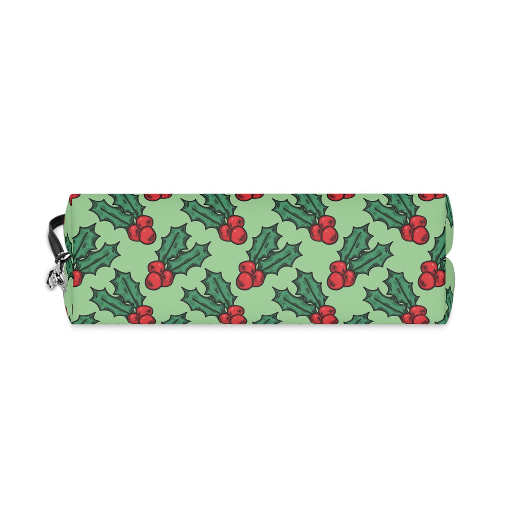 Cute Christmas Holly Green Christmas Cosmetic Travel Makeup Bag