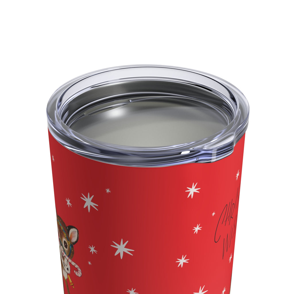 Christmas Wishes Reindeer Stars Retro Red Christmas Print Stainless Steel Tumbler 10oz