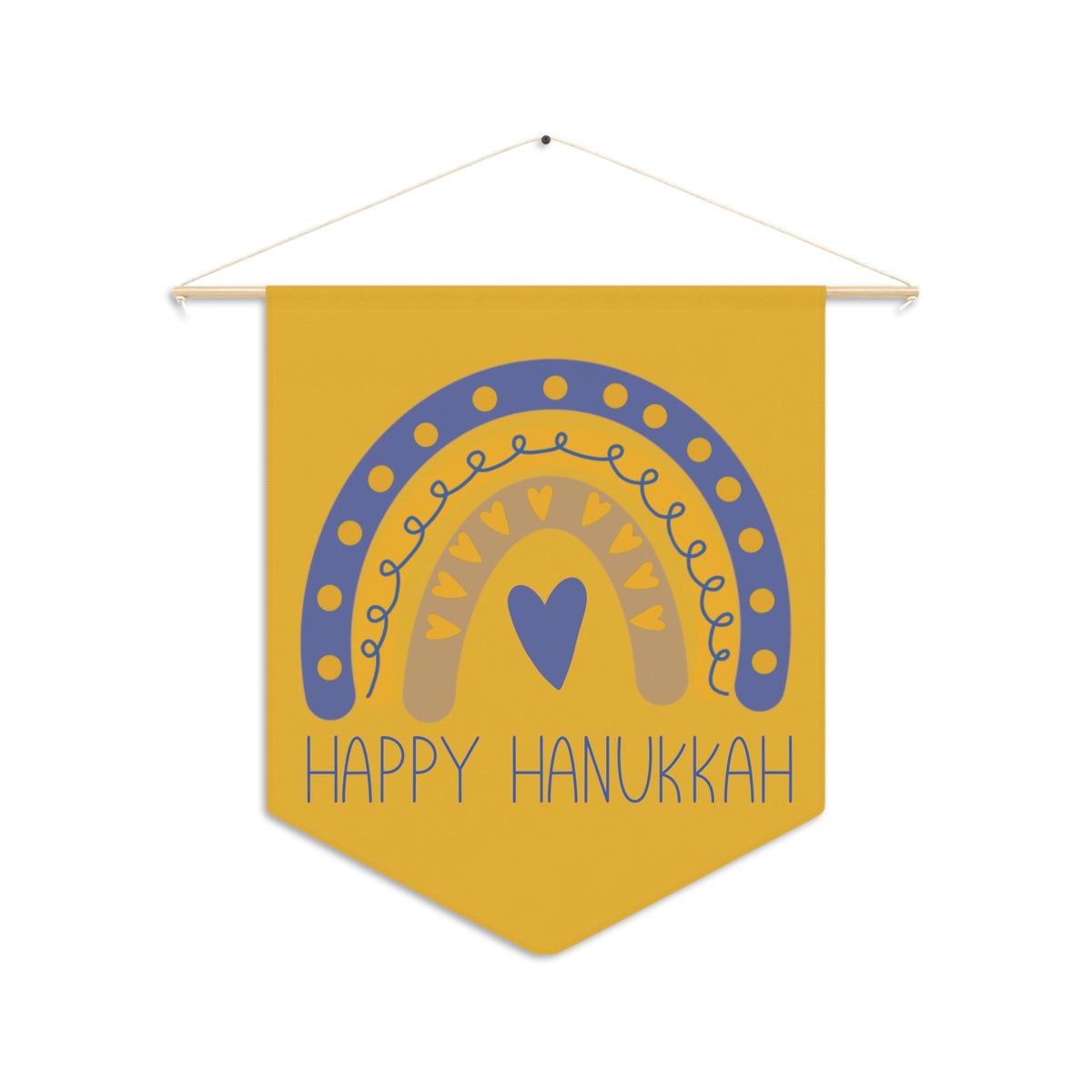 Happy Hanukkah Yellow Wall Hanging Banner Flag