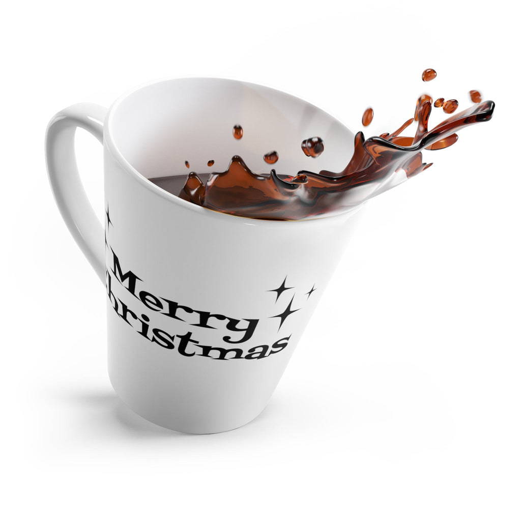 Merry Christmas White And Black Atomic Mid Century Retro Style Latte Mug