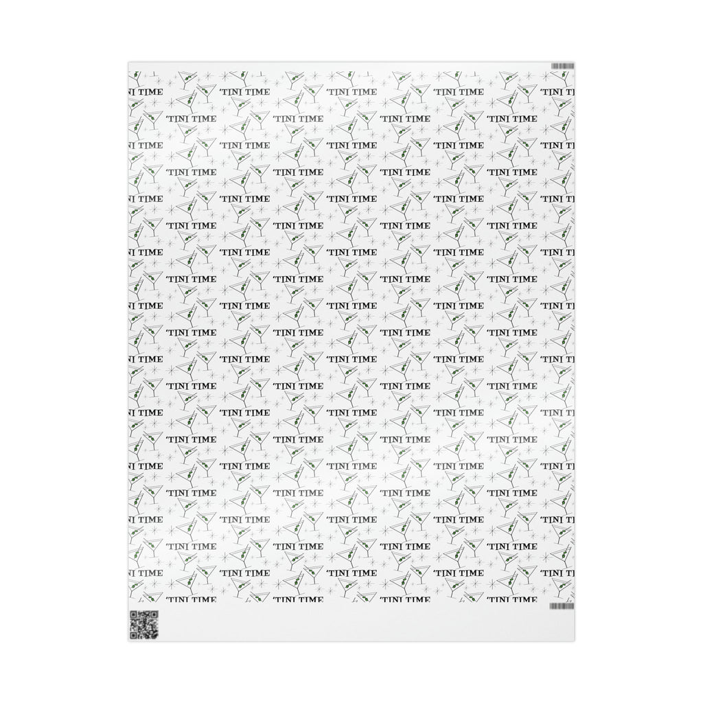Tini Time Martini Cocktails Happy Hour Atomic Mid Century Retro Style Holiday Gift Wrap Paper - Glossy Or Matte