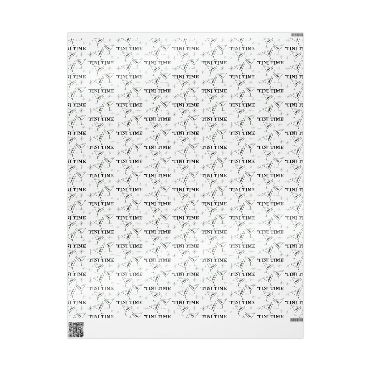 Tini Time Martini Cocktails Happy Hour Atomic Mid Century Retro Style Holiday Gift Wrap Paper - Glossy Or Matte