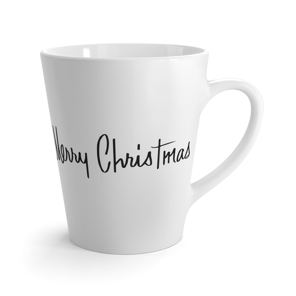 Merry Christmas Black And White Mid Century Retro Print Latte Mug