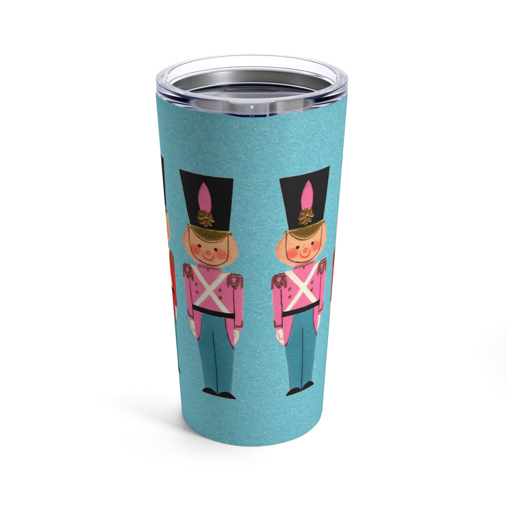 Christmas Toy Soldiers Mid Century Retro Blue Christmas Print Stainless Steel Tumbler 20oz