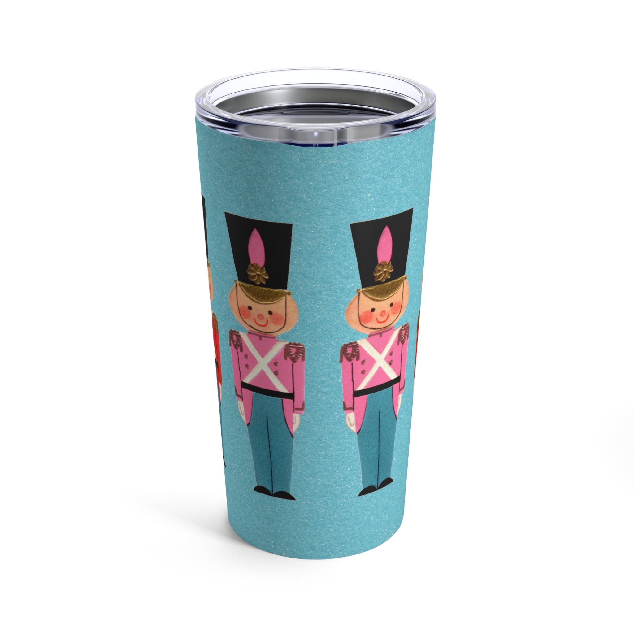 Christmas Toy Soldiers Mid Century Retro Blue Christmas Print Stainless Steel Tumbler 20oz