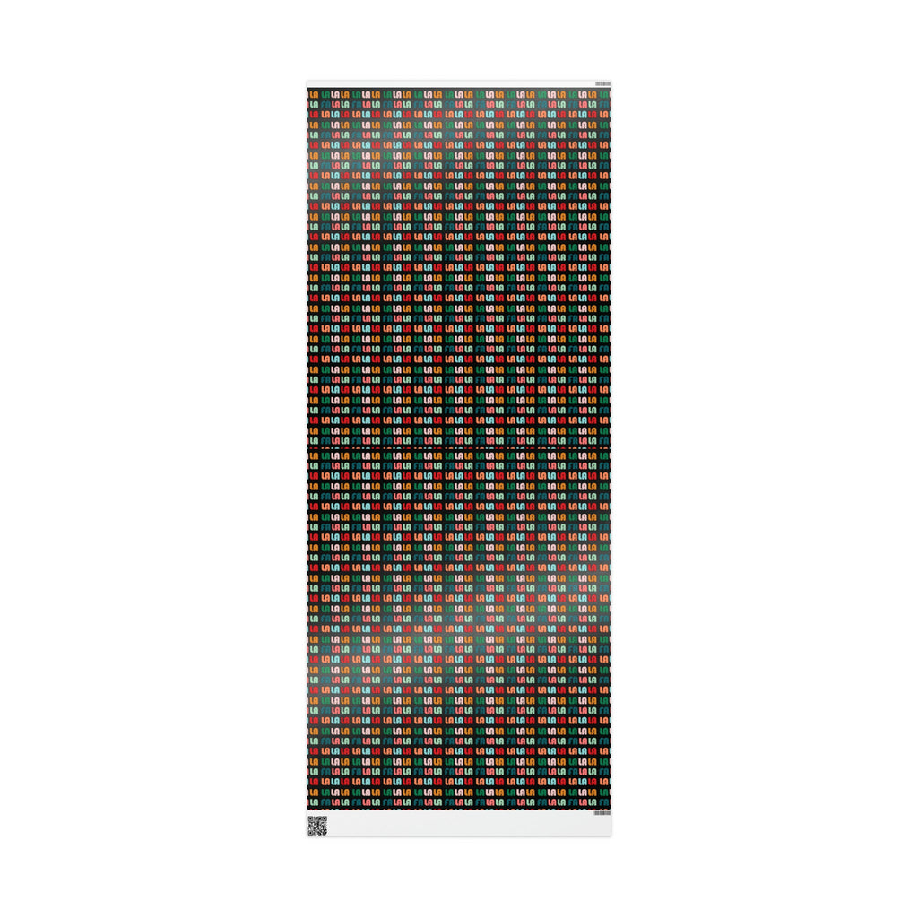 Fa La La La Black Retro Style Christmas Print Holiday Gift Wrap Paper - Glossy Or Matte