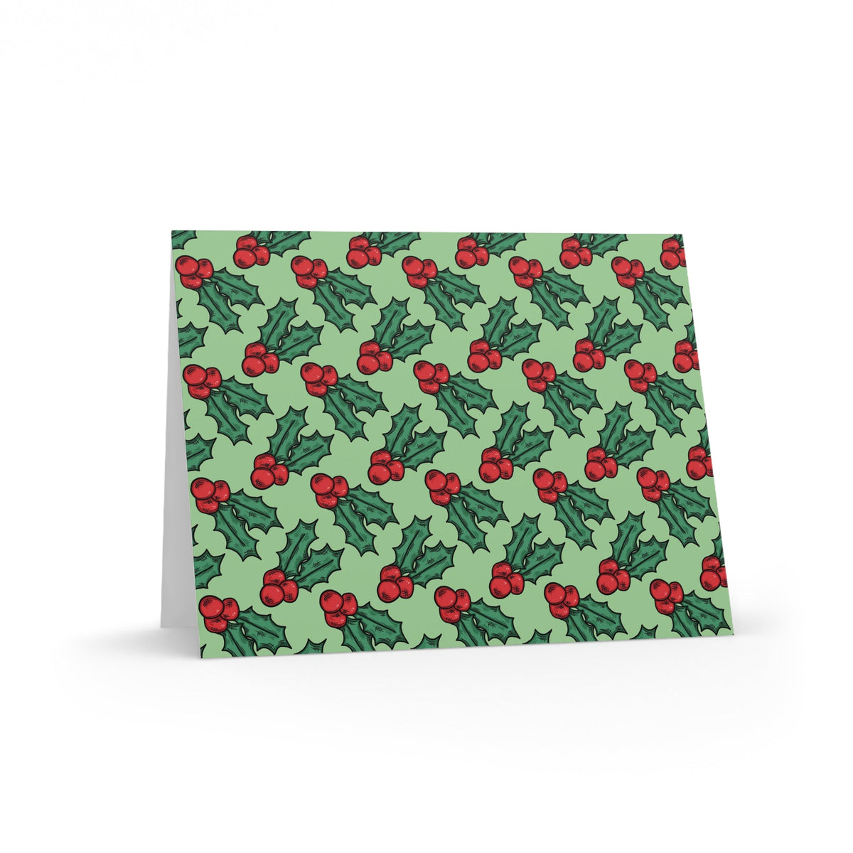 Cute Christmas Holly Print Matte Greeting Cards (8, 16, and 24 pcs)