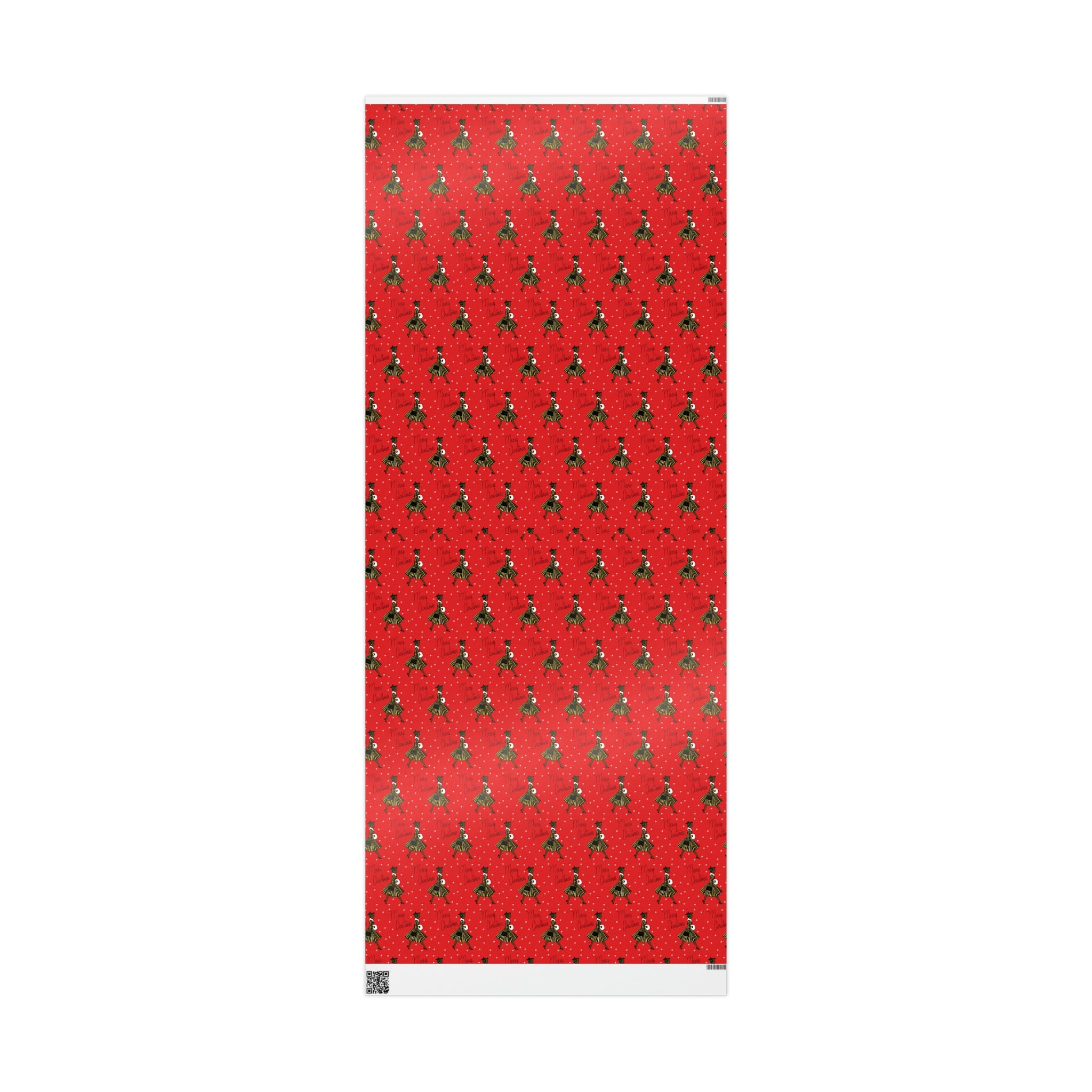 Merry Christmas Lady In Snow Red Mid Century Retro Christmas Print Holiday Gift Wrap Paper - Glossy Or Matte
