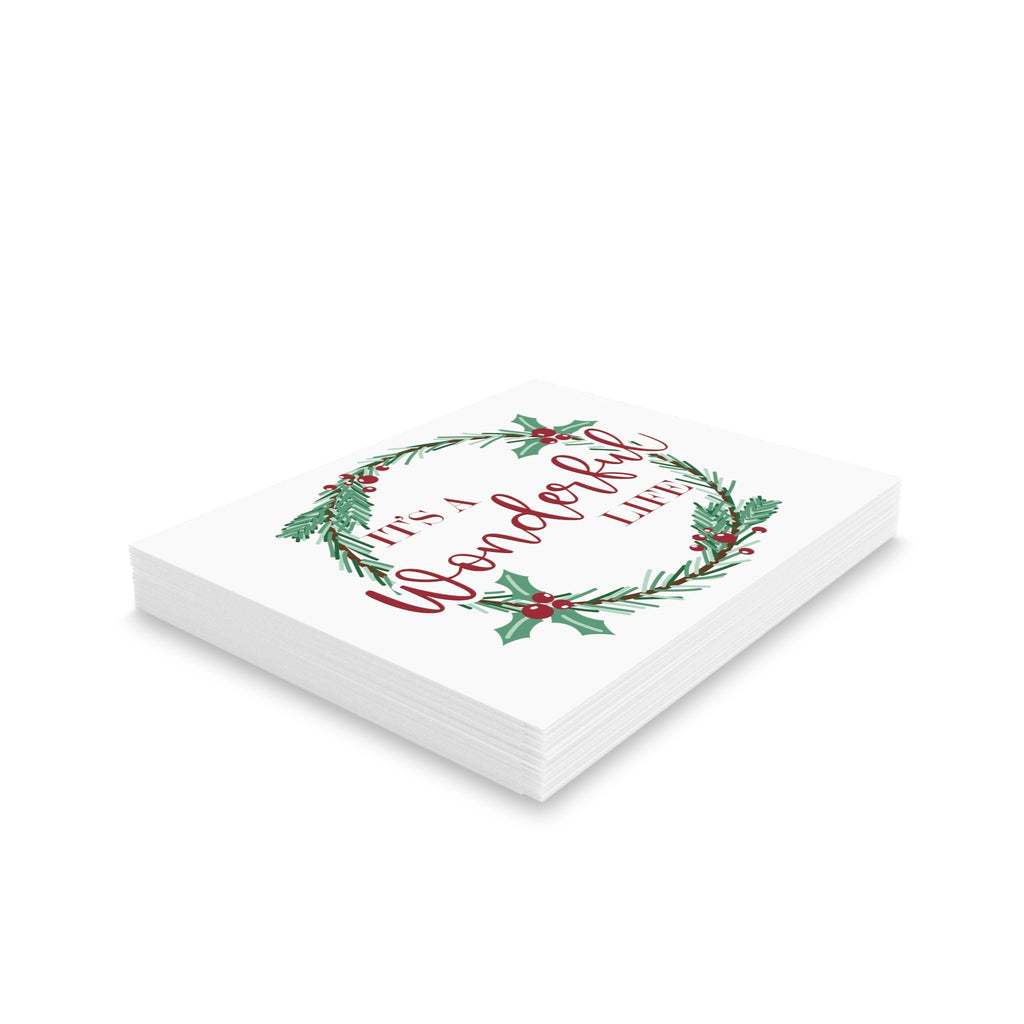 It's A Wonderful Life Christmas Wreath Matte Greeting Cards (8, 16, and 24 pcs)