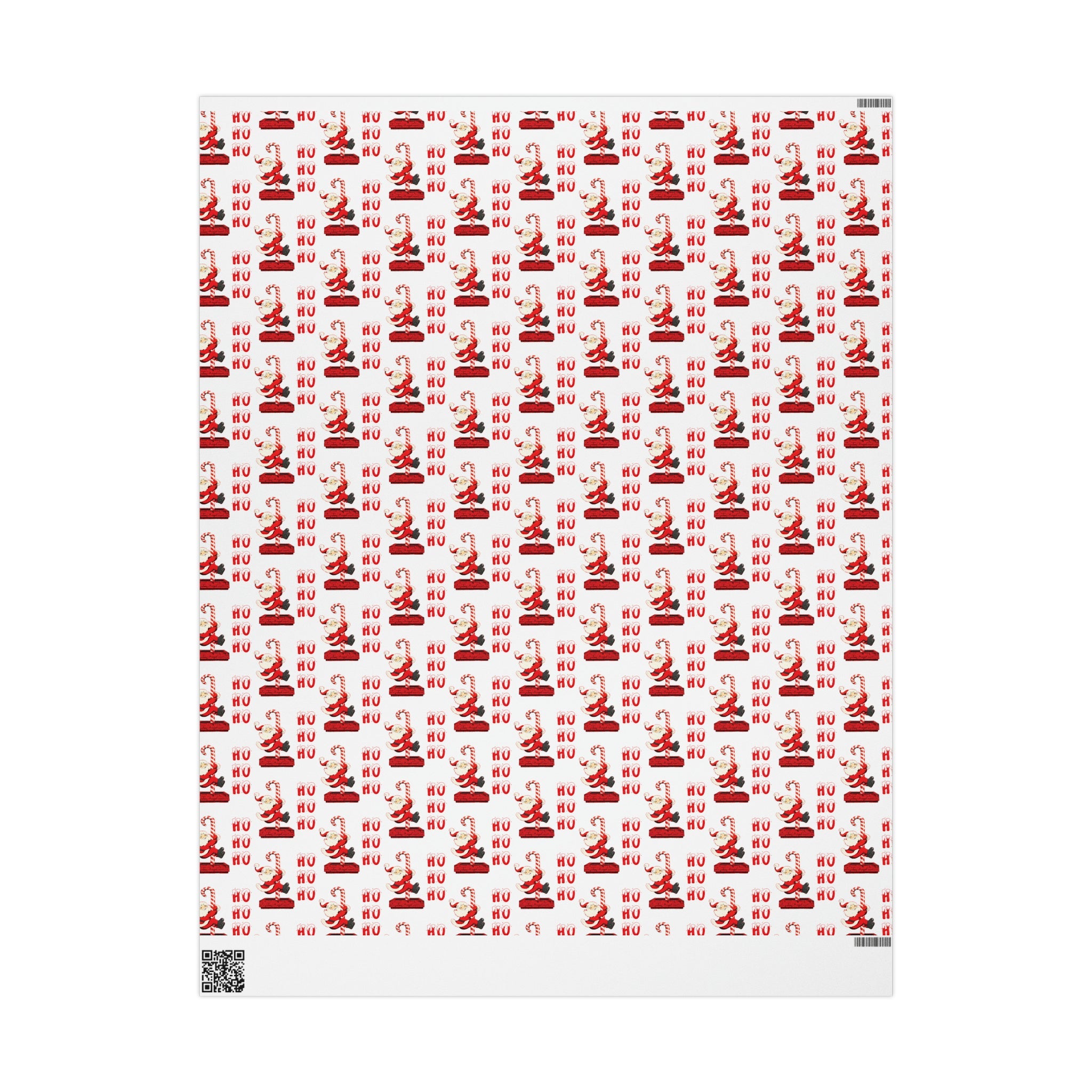 Ho Ho Ho Santa Sliding Down Candy Cane Chimney Mid Century Retro Style Holiday Gift Wrap Paper - Glossy Or Matte