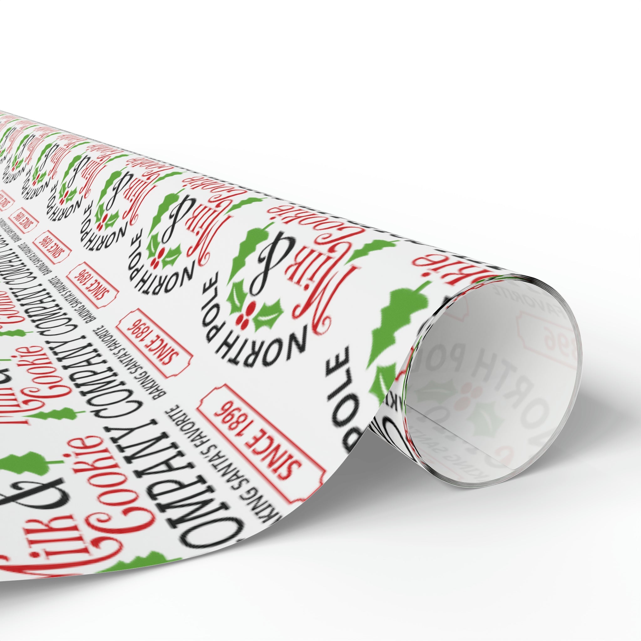 North Pole Milk And Cookie Company Christmas Print Holiday Gift Wrap Paper - Glossy Or Matte