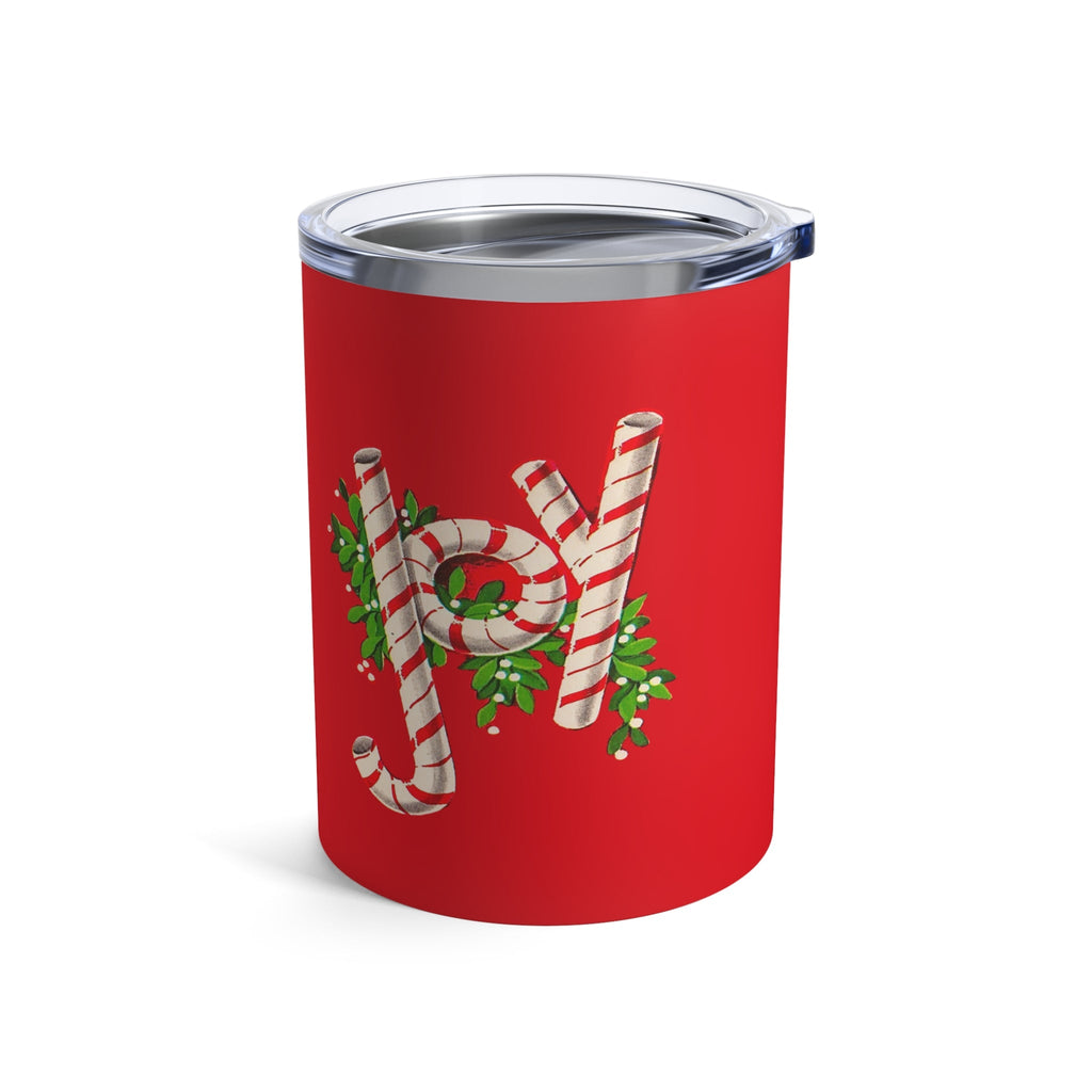 Joy Candy Canes Mid Century Retro Christmas Print Stainless Steel Tumbler 10oz