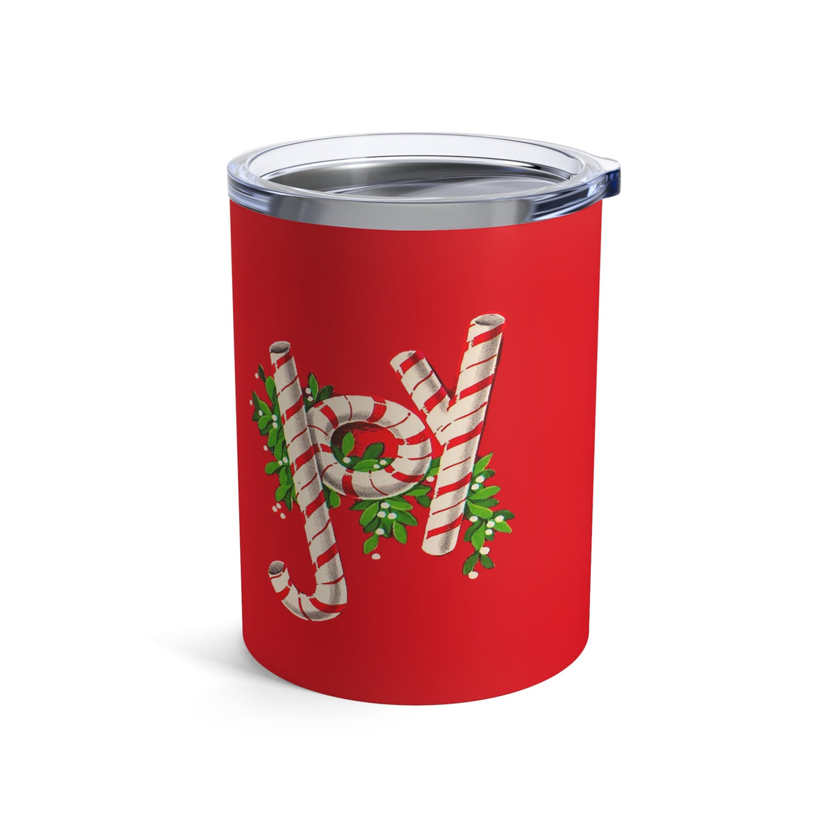 Joy Candy Canes Mid Century Retro Christmas Print Stainless Steel Tumbler 10oz