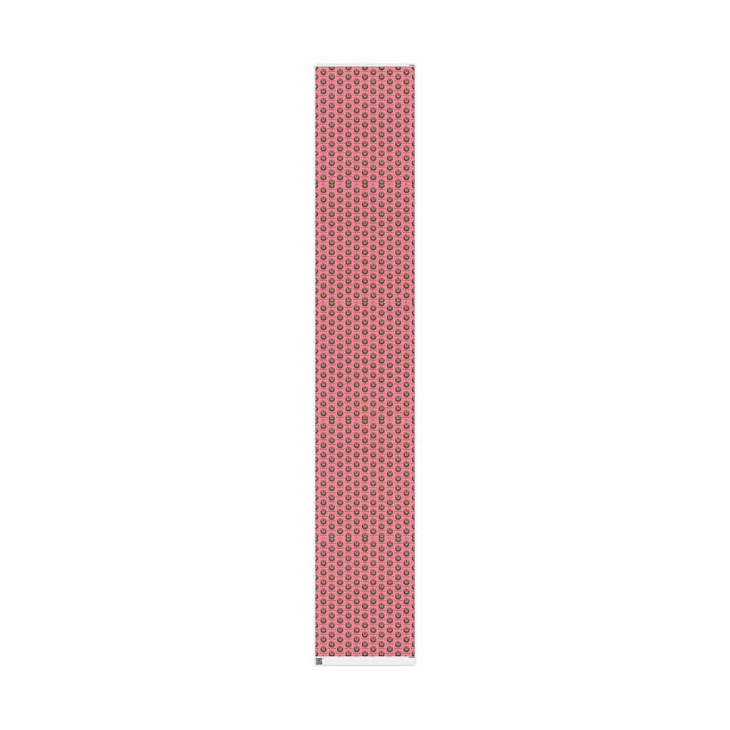 Merry Christmas Wreath Pink Retro Christmas Print Holiday Gift Wrap Paper - Glossy Or Matte