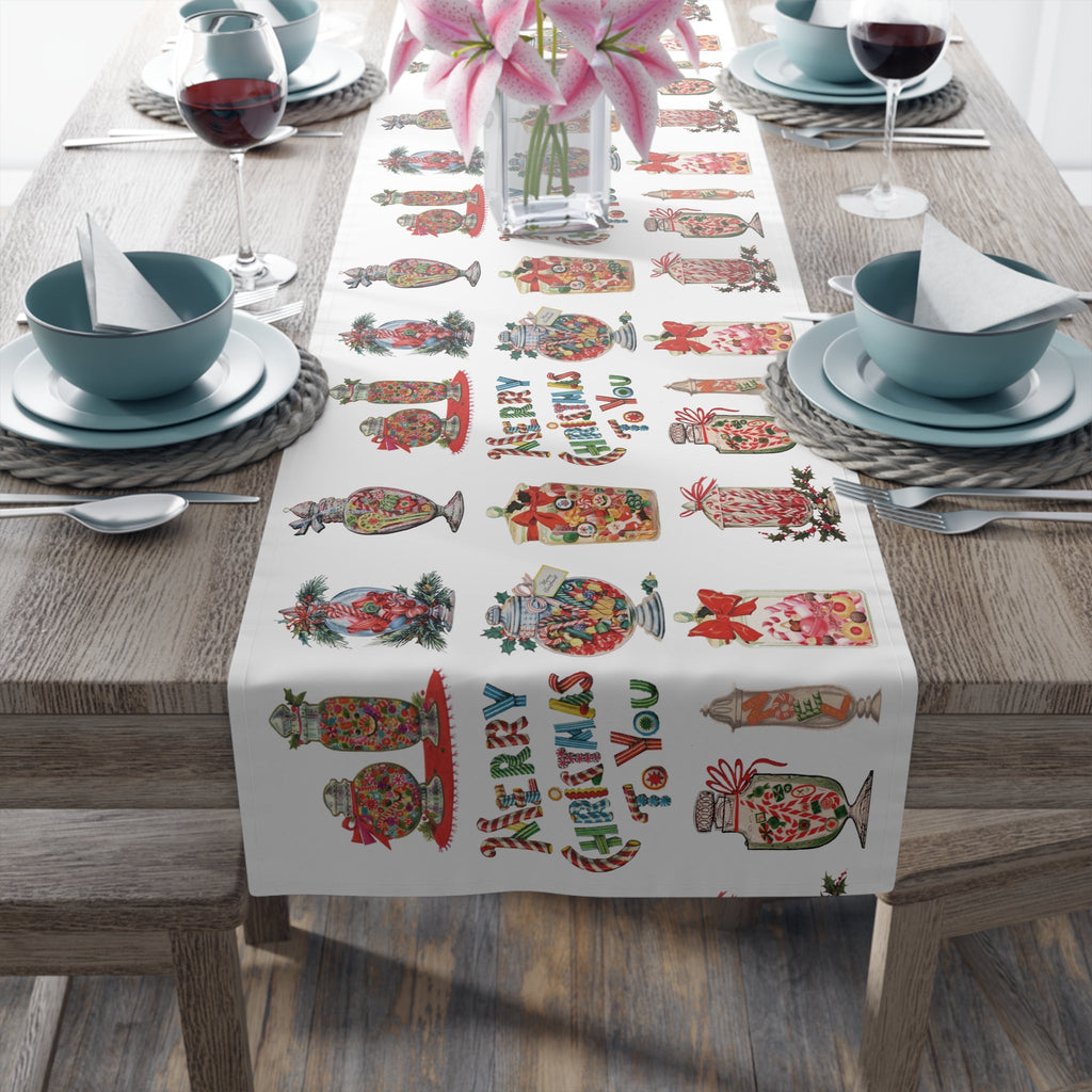 Merry Christmas To You Candy Retro Polyester Table Runner