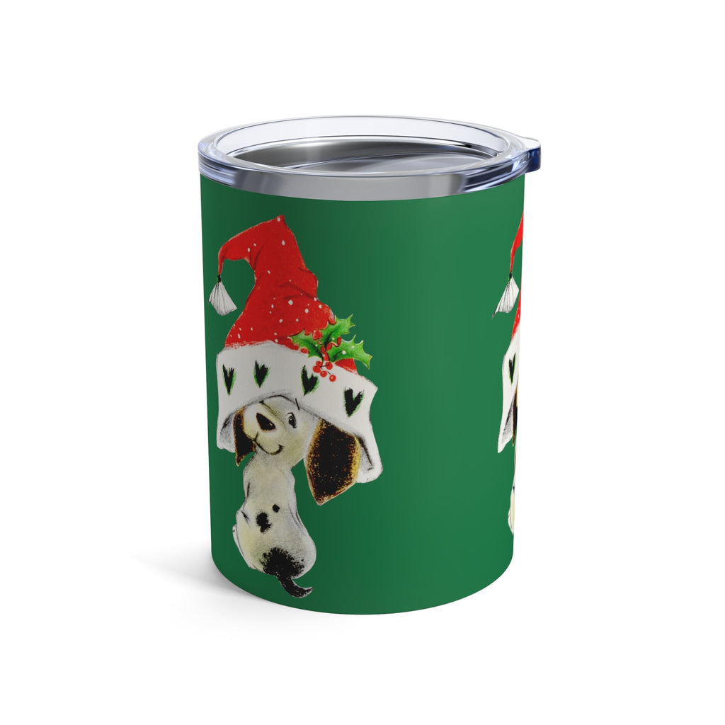 Christmas Dalmation Puppy In Santa Hat Retro Christmas Print Stainless Steel Tumbler 10oz