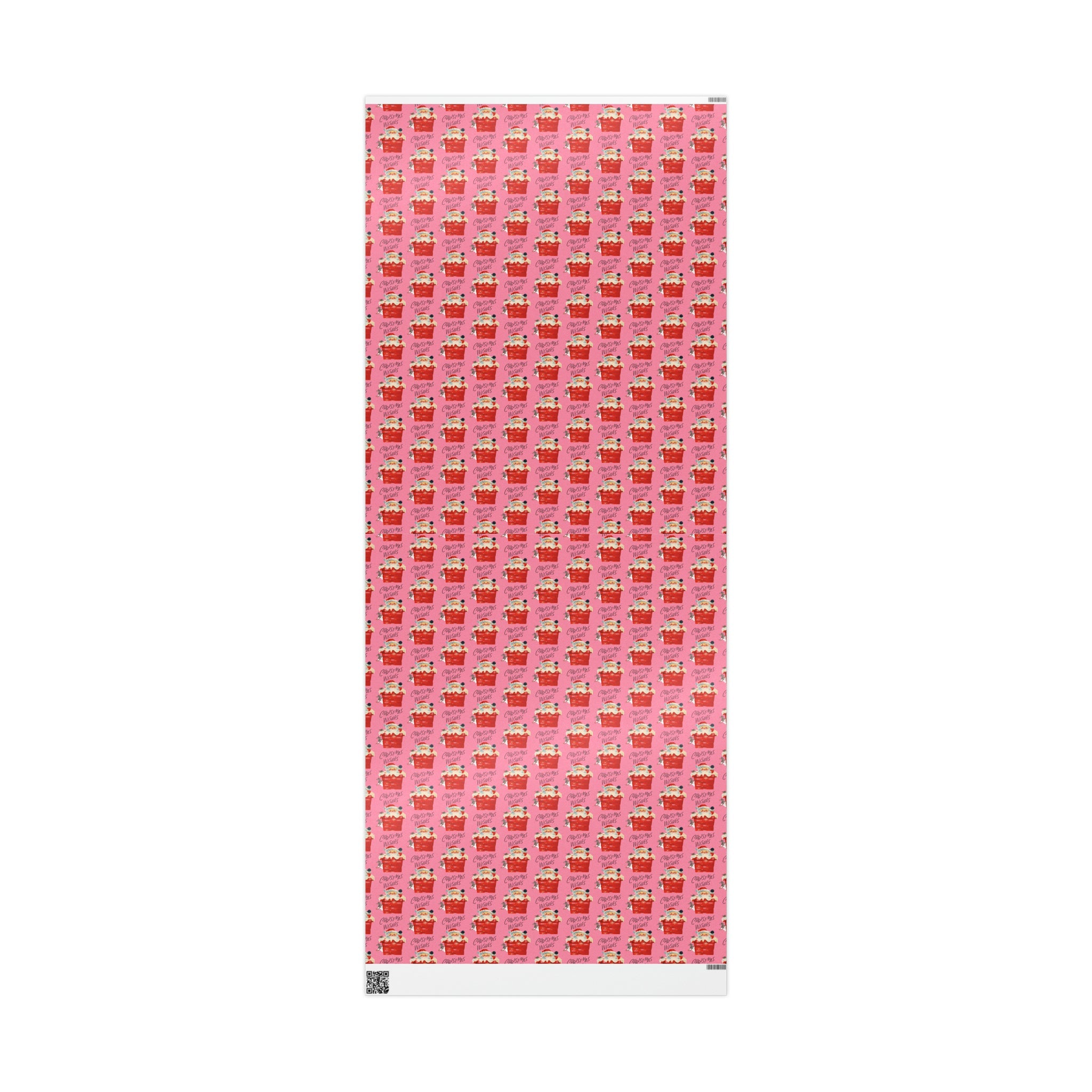 Christmas Wishes Santa In Chimney Pink Mid Century Retro Christmas Style Holiday Gift Wrap Paper - Glossy Or Matte