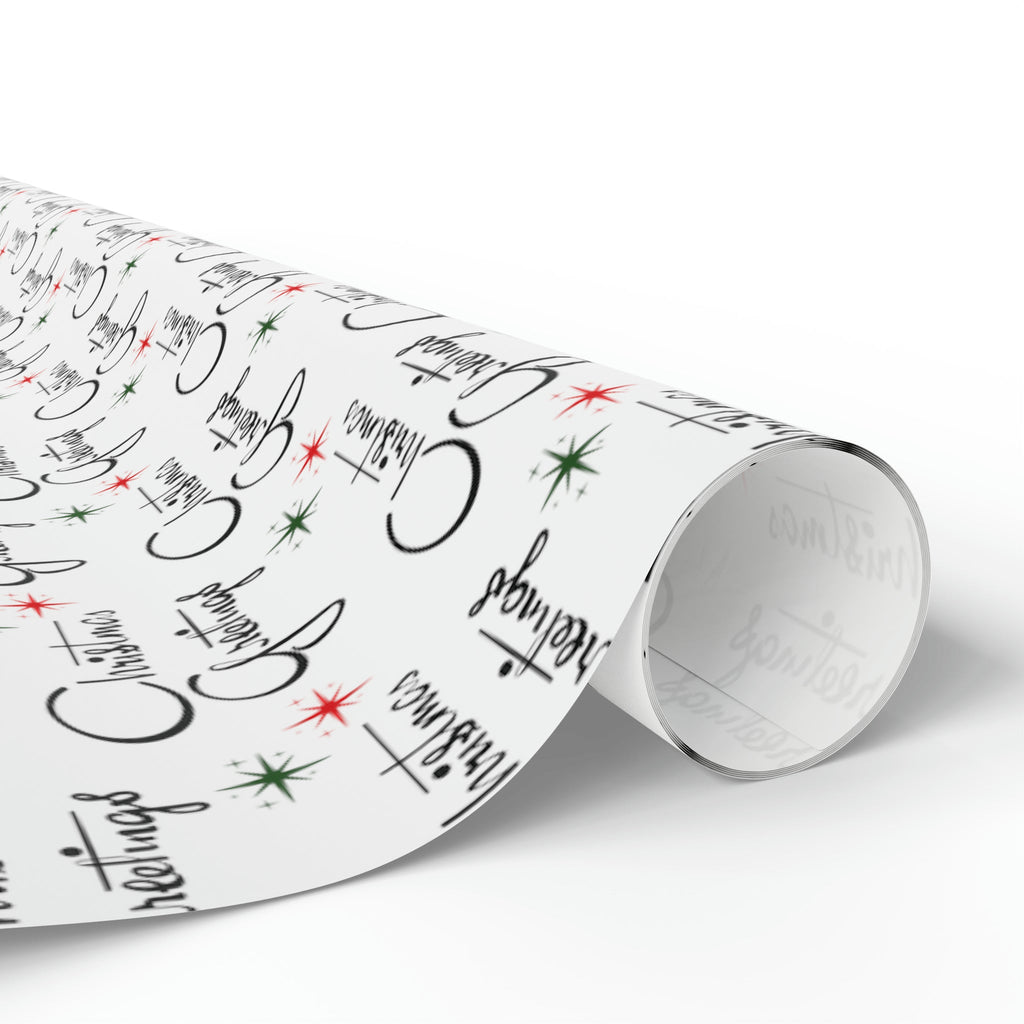 Christmas Greetings Starburst Atomic Mid Century Retro Christmas Style Holiday Gift Wrap Paper - Glossy Or Matte