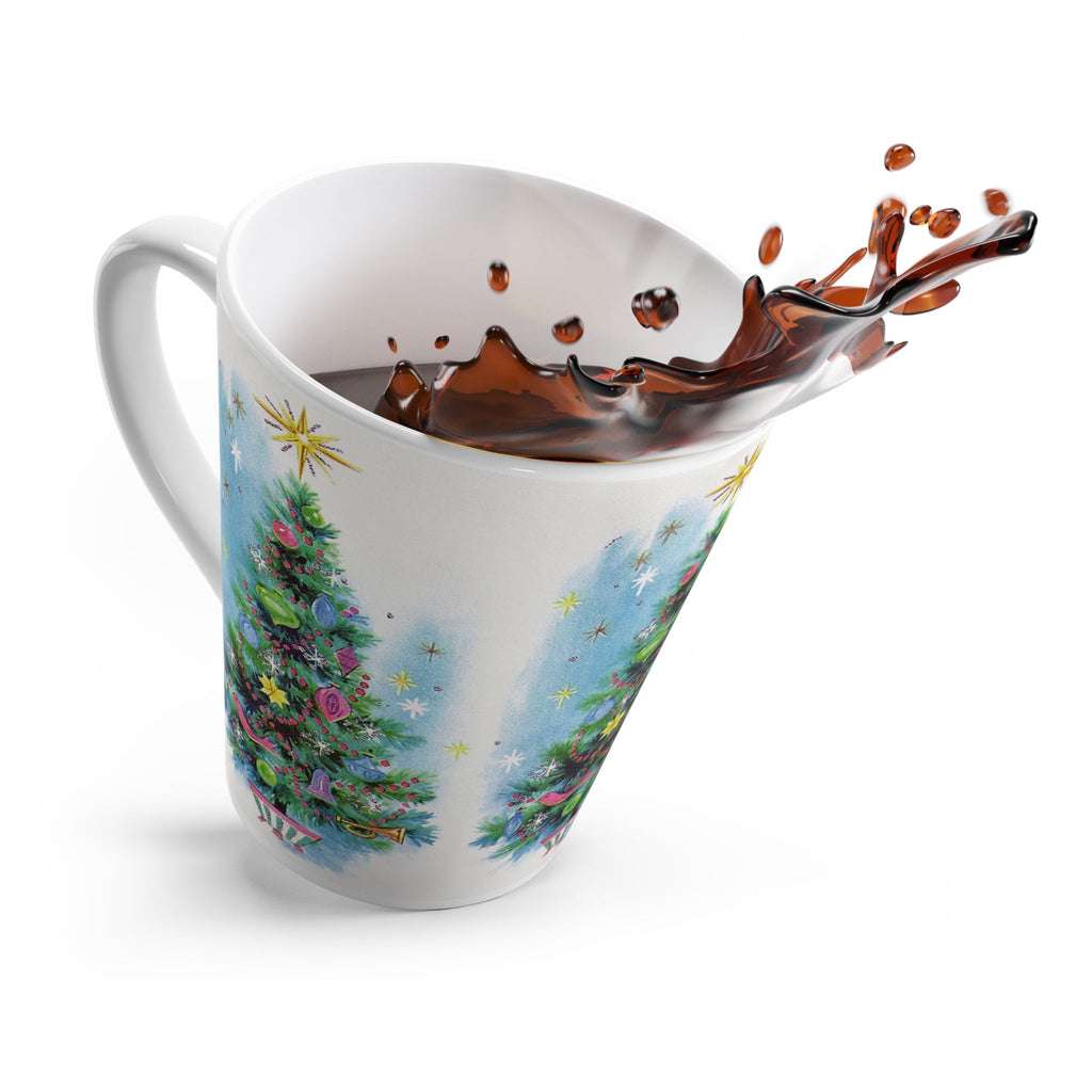Christmas Trees Mid Century Retro Christmas Print Latte Coffee Mug