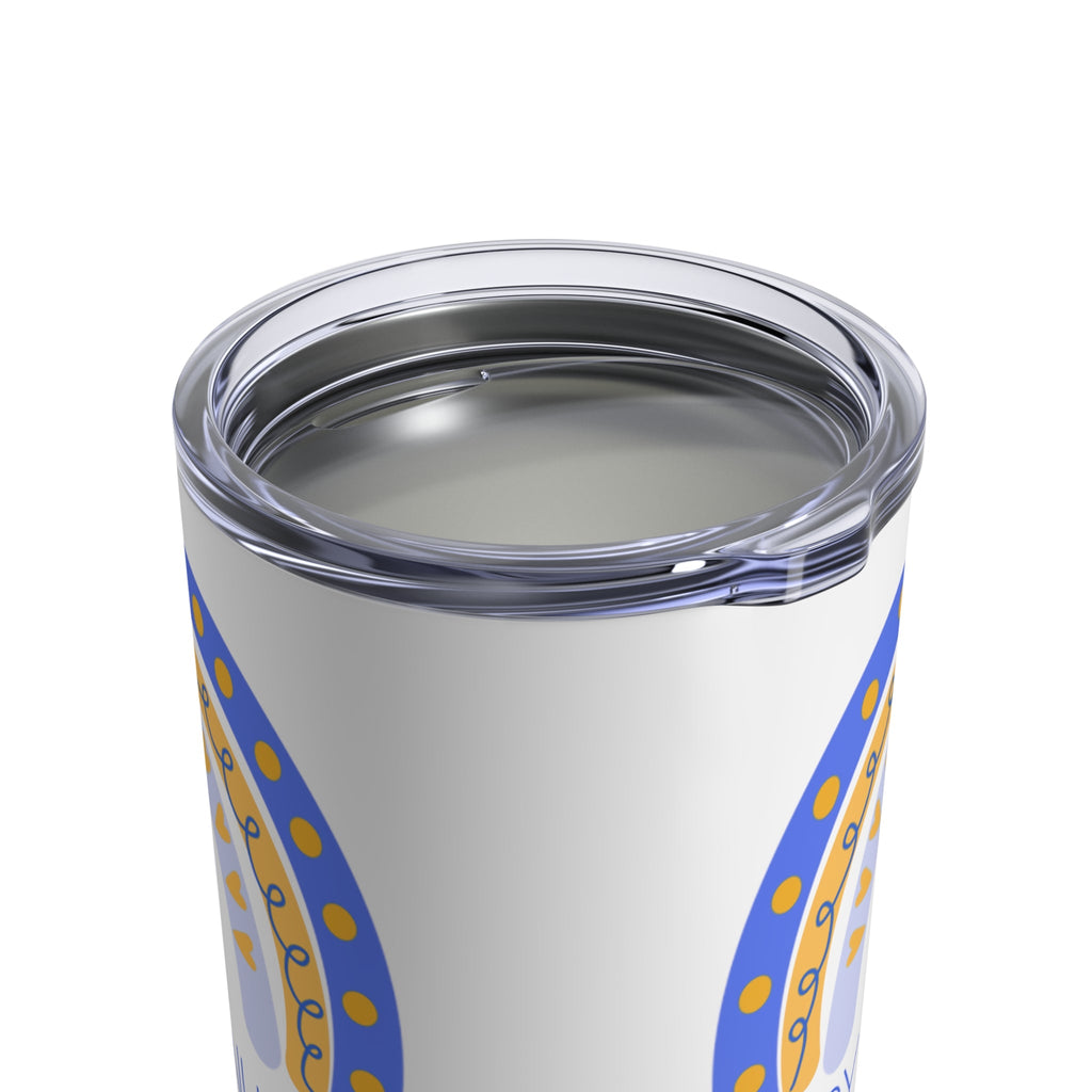 Happy Hanukkah Boho Rainbow Blue Stainless Steel Tumbler 10oz