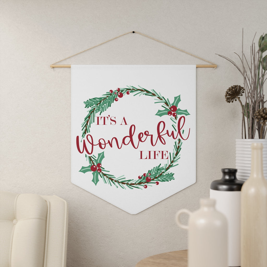It's A Wonderful Life Christmas Wreath Wall Hanging Banner Flag