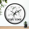 'Tini Time Martini Cocktails Atomic Mid Century Retro Style Black Wall Clock