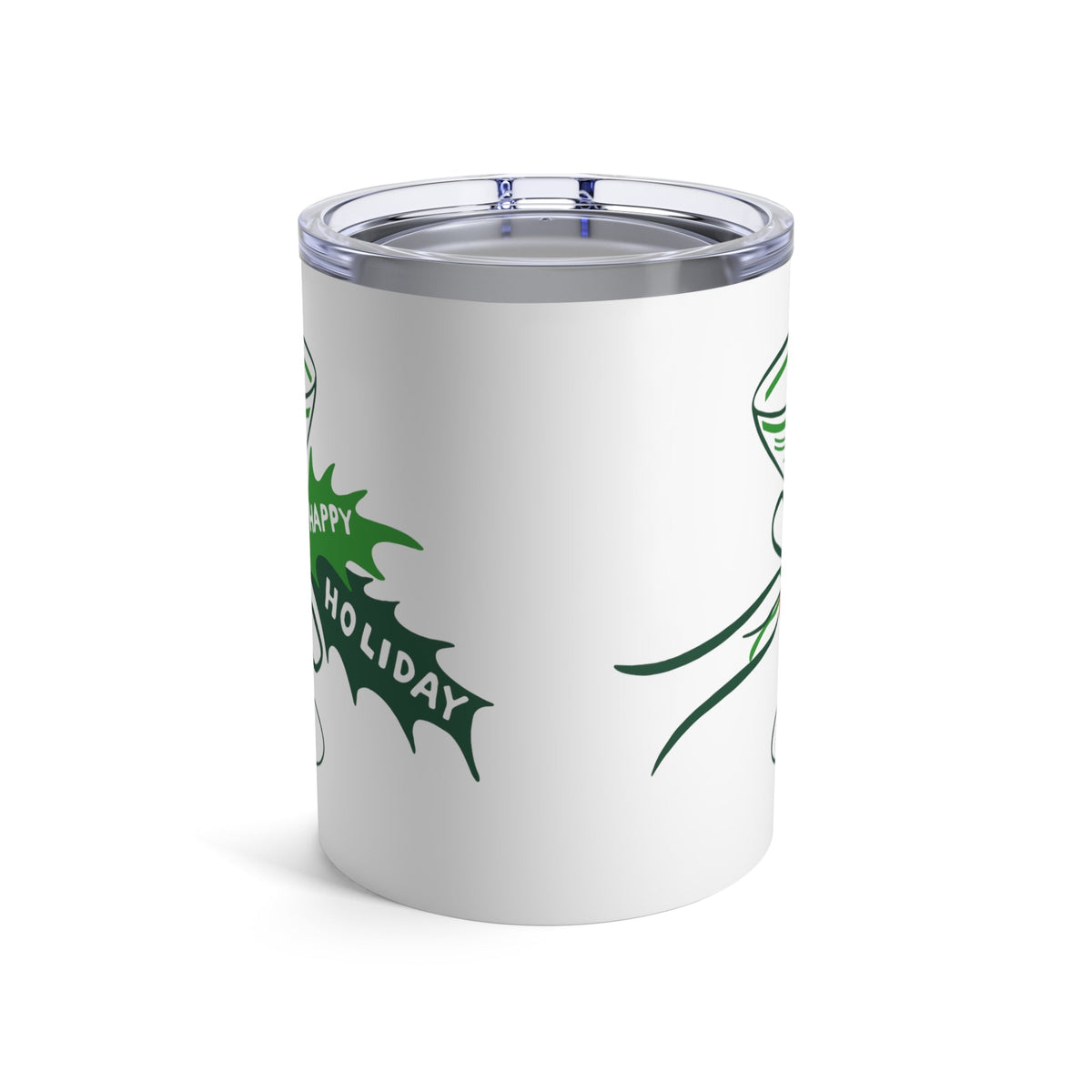 Happy Holidays Vintage Champagne Holly 50s Mid Century Retro Christmas Print Stainless Steel Tumbler 10oz