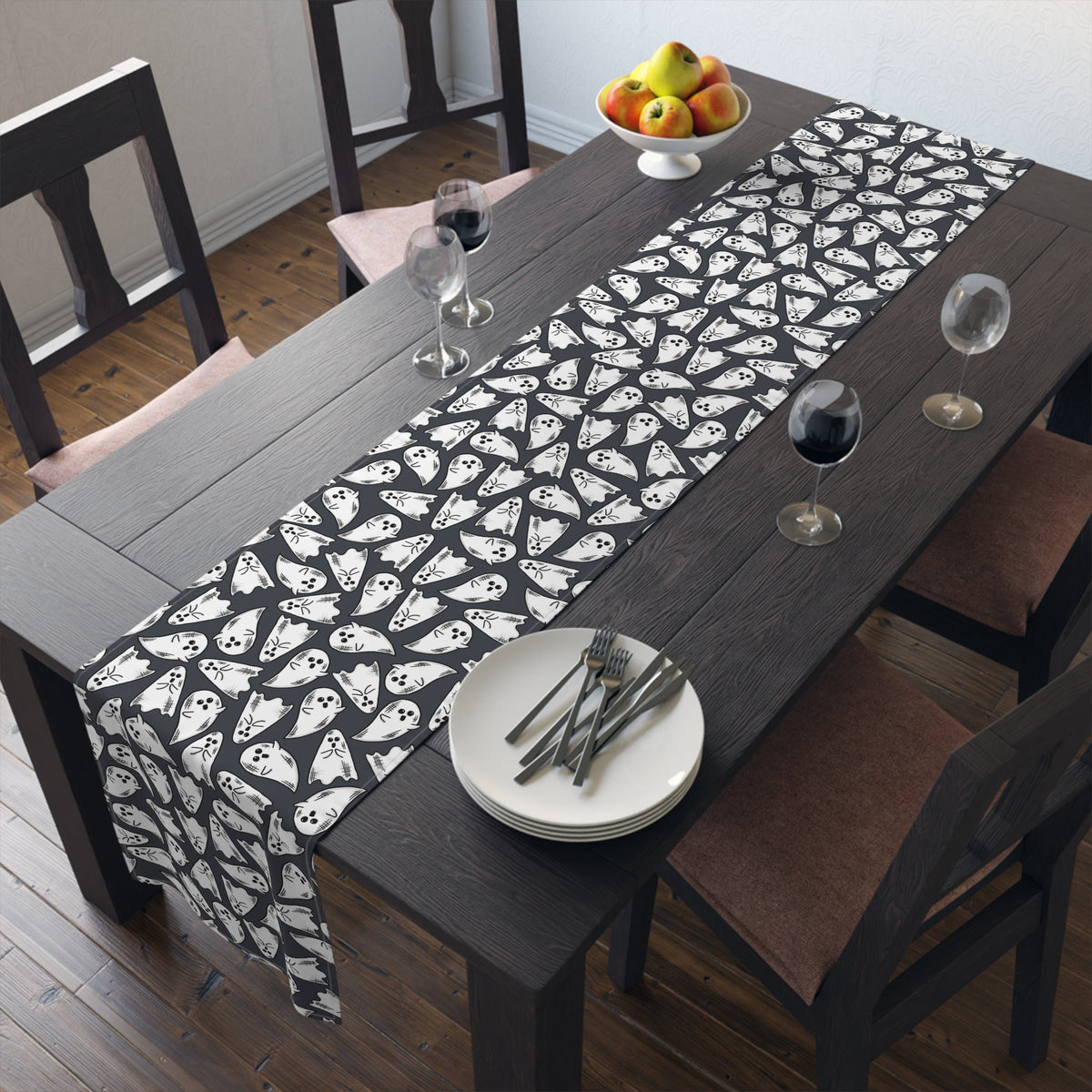 Cute Halloween Ghosts Fall Autumn Halloween Decor Cotton Poly Table Runner