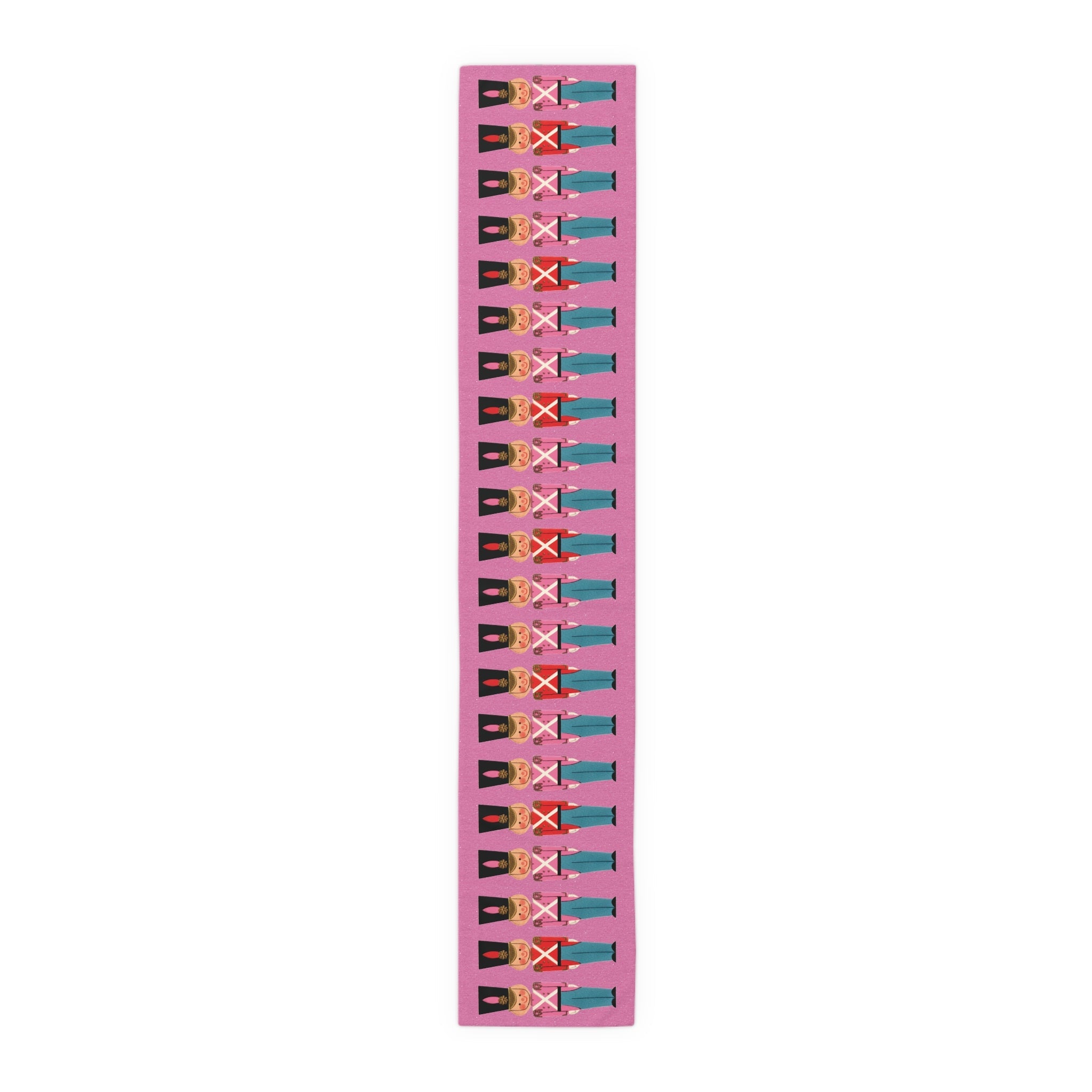 Christmas Toy Soldiers Pink Mid Century Retro Christmas Print Home Decor Cotton Poly Table Runner