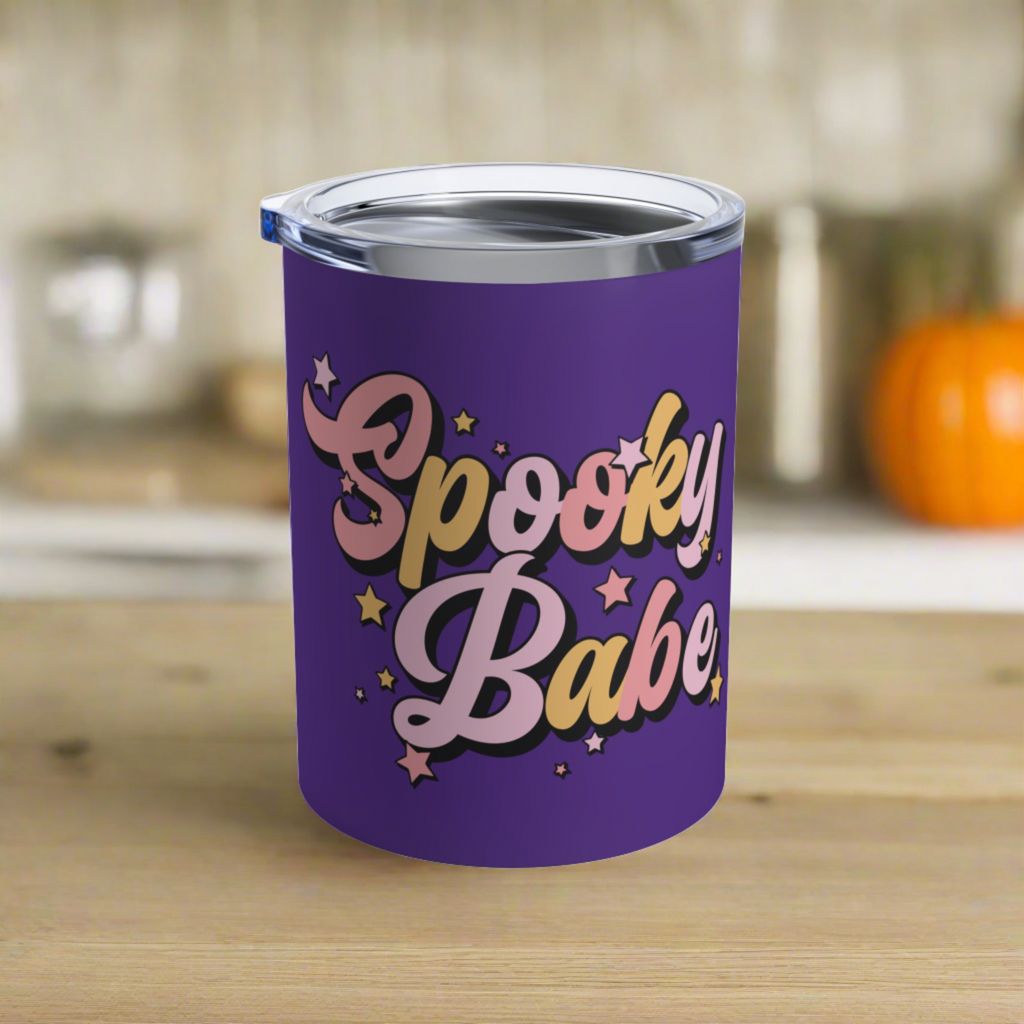 Spooky Babe Purple Halloween Print Stainless Steel Tumbler 10oz