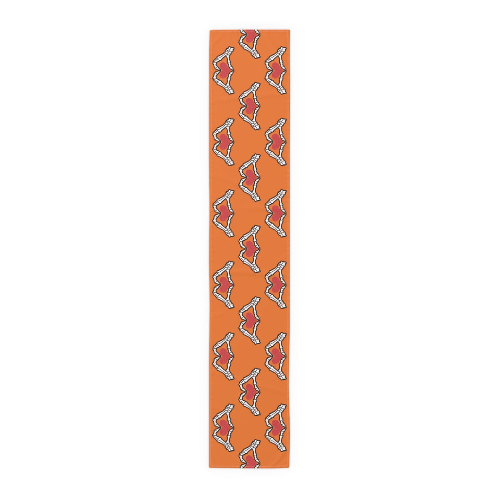 Skeleton Heart Hands Halloween Decor Orange Cotton Poly Table Runner