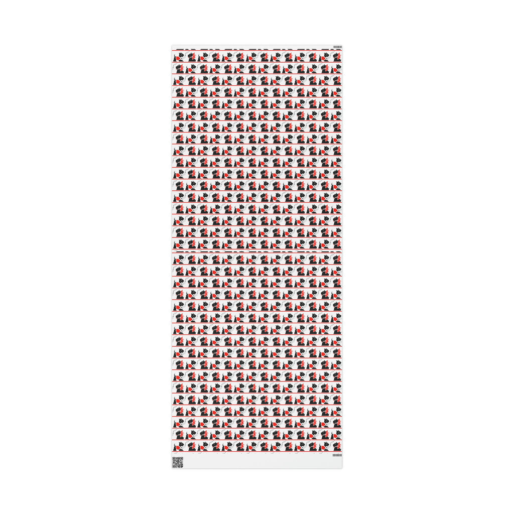 Best Wishes Christmas Scotties Mid Century Retro Christmas Print Holiday Gift Wrap Paper - Glossy Or Matte