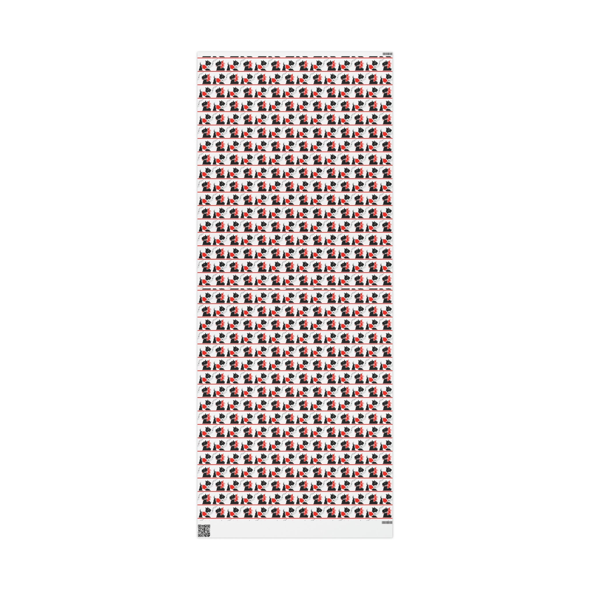 Best Wishes Christmas Scotties Mid Century Retro Christmas Print Holiday Gift Wrap Paper - Glossy Or Matte