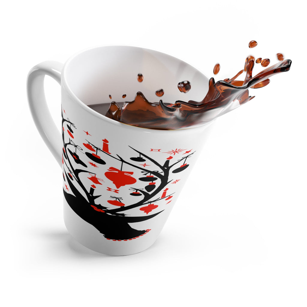 Reindeer With Ornaments Mid Century Retro Christmas Print Latte Mug