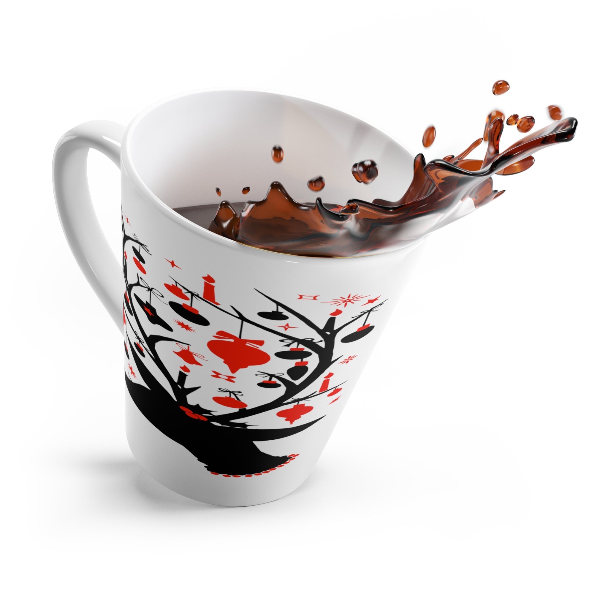 Reindeer With Ornaments Mid Century Retro Christmas Print Latte Mug