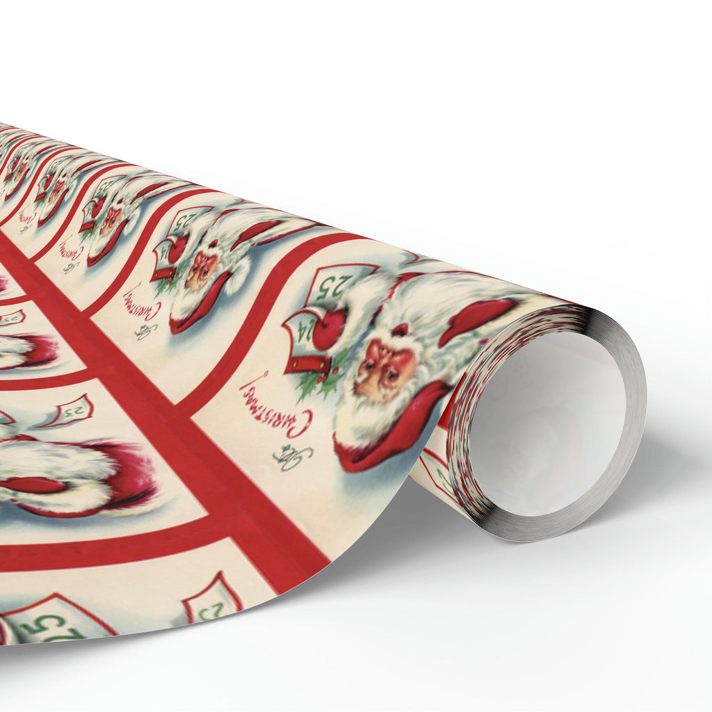 It's Christmas Santa With Calendar Retro Christmas Print Holiday Gift Wrap Paper - Glossy Or Matte