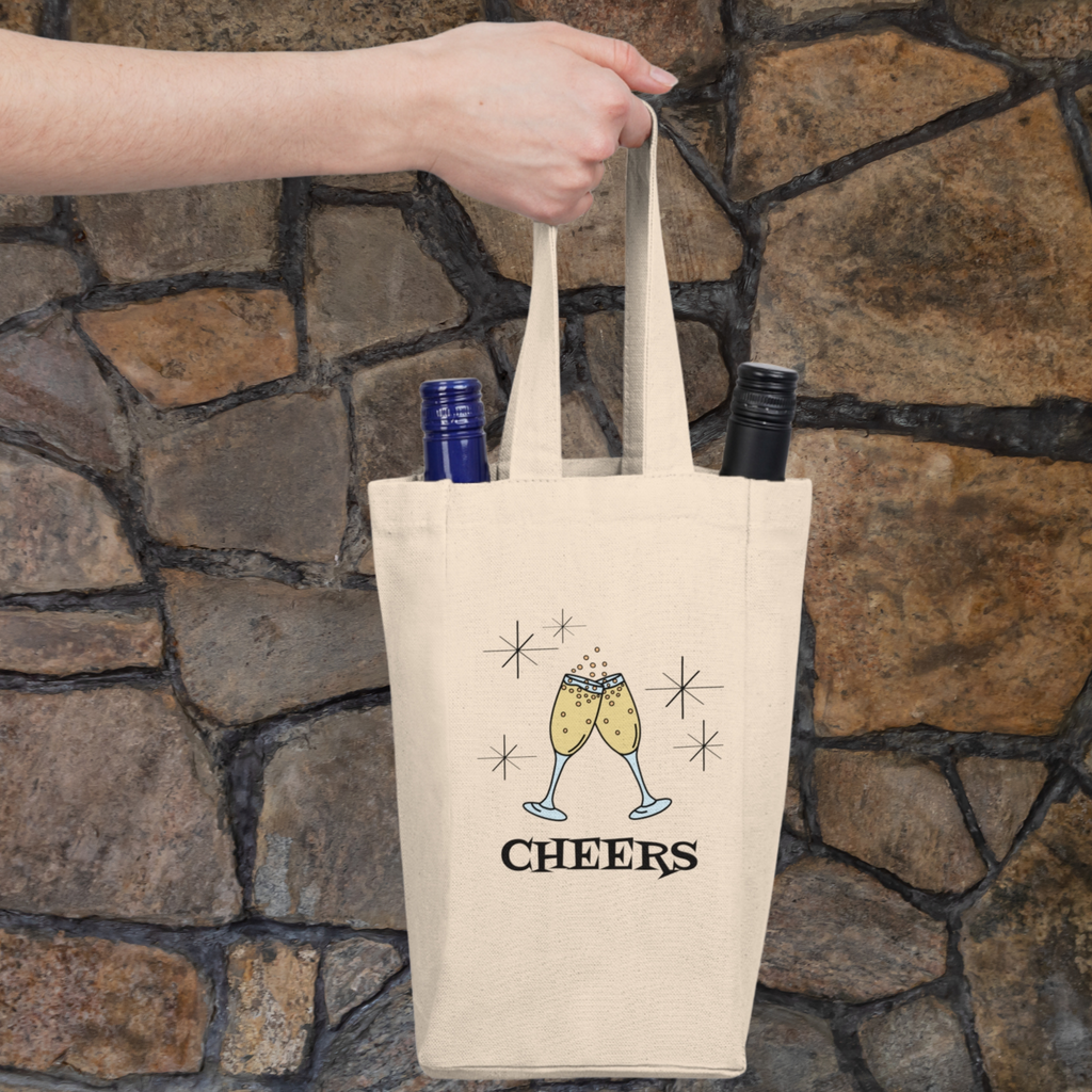 Cheers Wine Double Bottle Holder Wine Bag Atomic Retro Retro Style Tote Bag