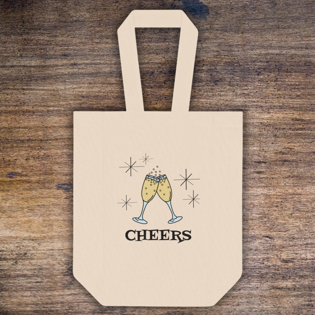 Cheers Wine Double Bottle Holder Wine Bag Atomic Retro Retro Style Tote Bag