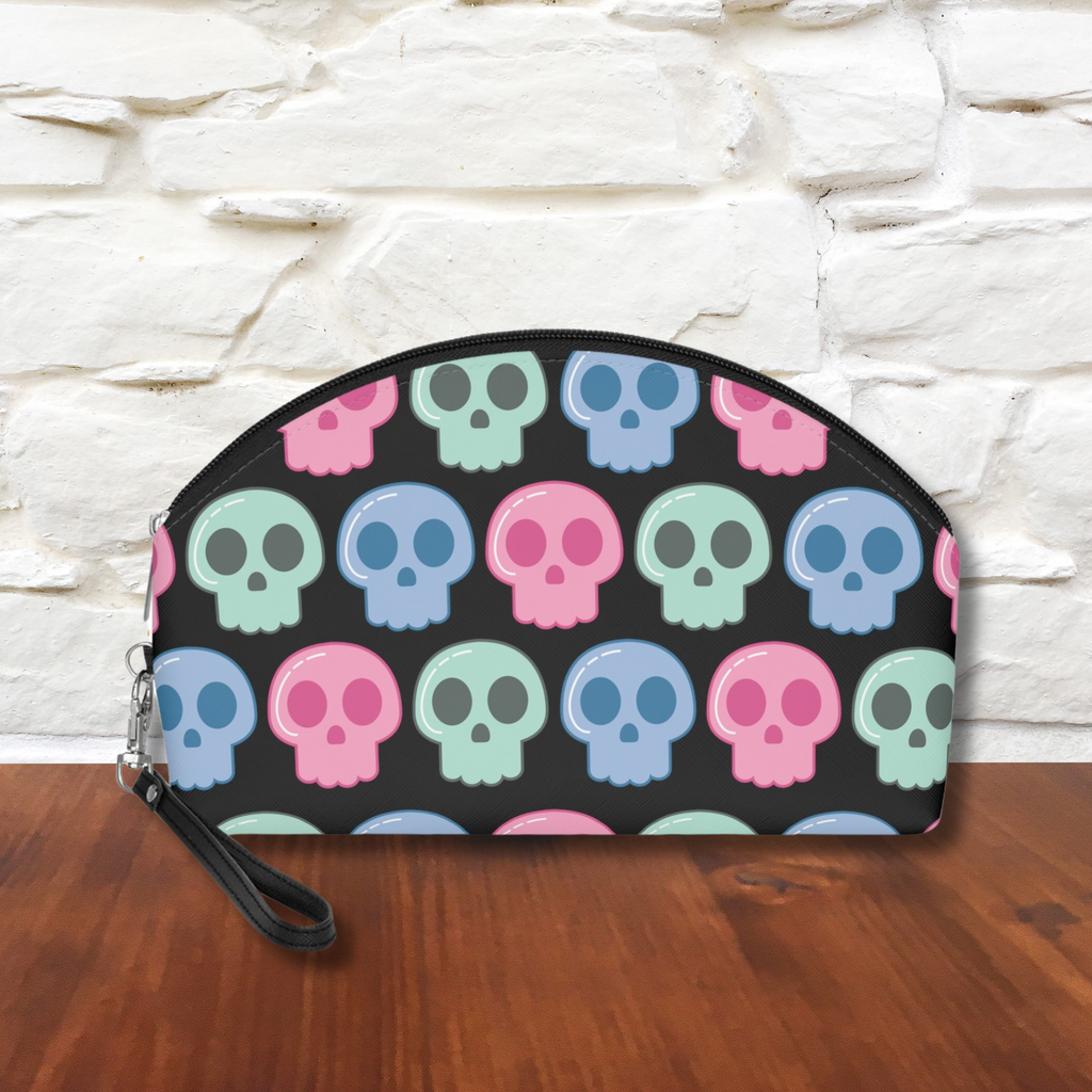 Pastel Goth Skulls Cute Black Halloween Travel Cosmetic Makeup Bag