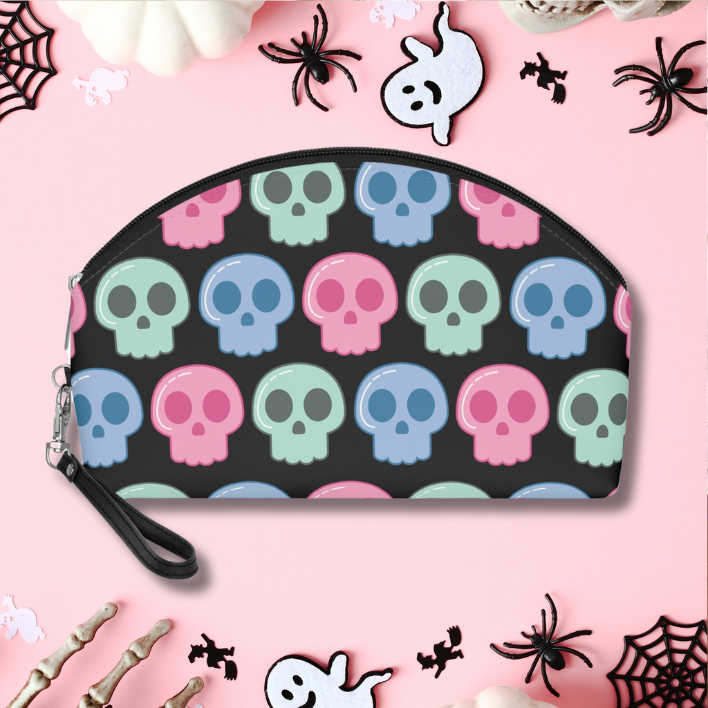 Pastel Goth Skulls Cute Black Halloween Travel Cosmetic Makeup Bag