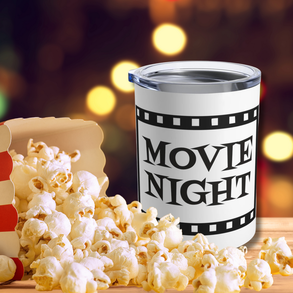 Movie Night Travel Tumbler 10oz Stainless Steel Retro Film Strip Atomic Era Design