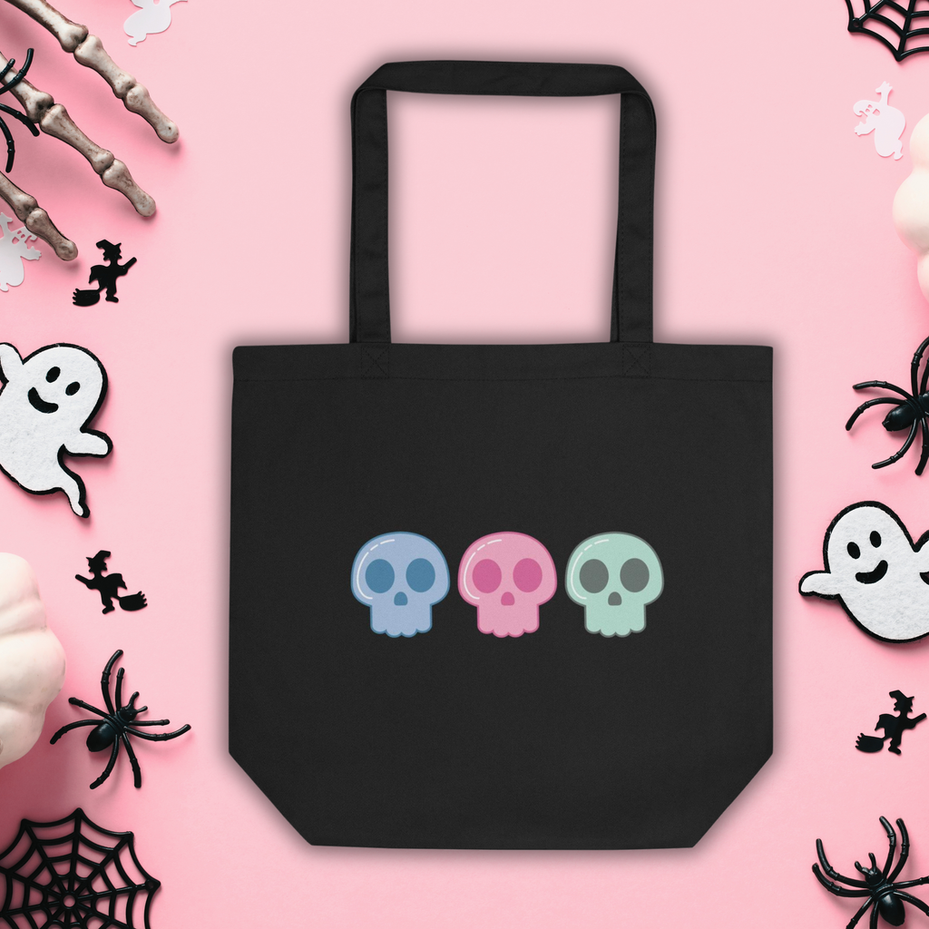 Pastel Goth Skulls Cute Halloween Eco Cotton Tote Bag