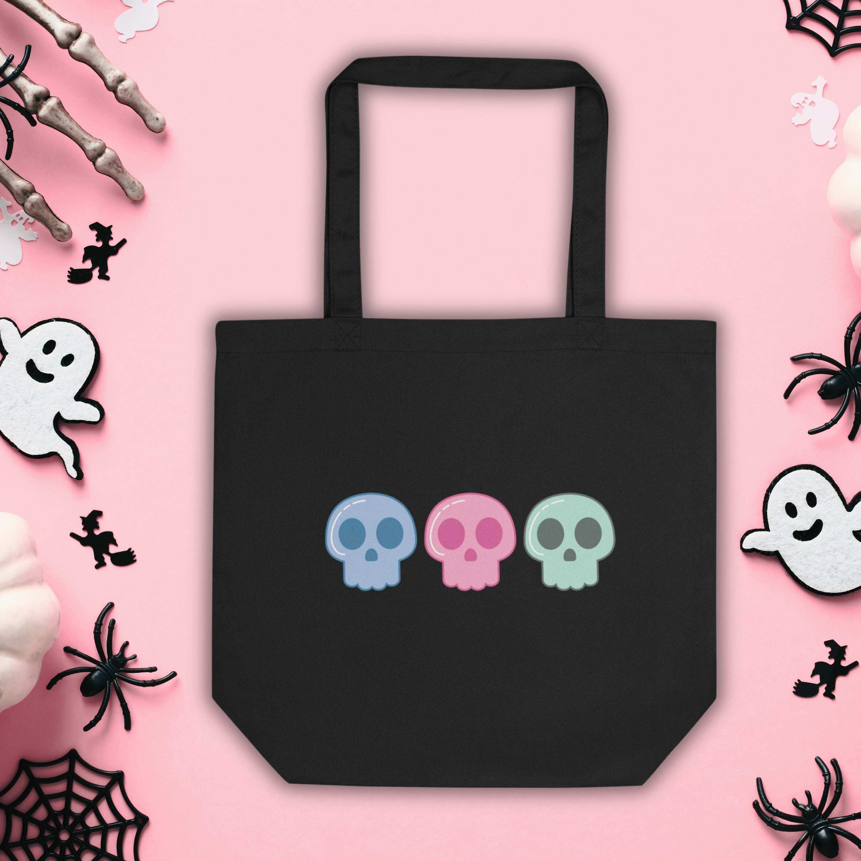 Pastel Goth Skulls Cute Halloween Eco Cotton Tote Bag