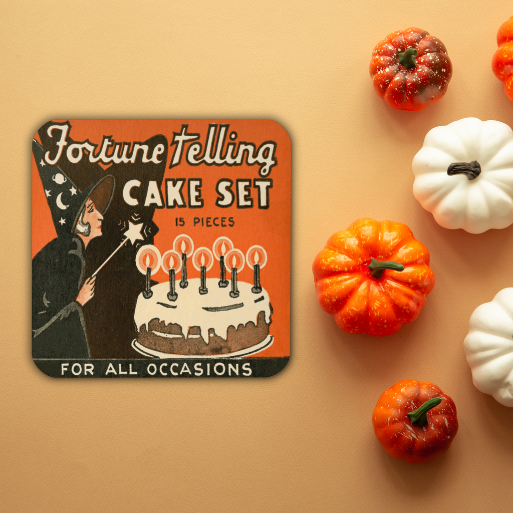 Fortune Telling Cake Set Retro Halloween Cork-back Coaster