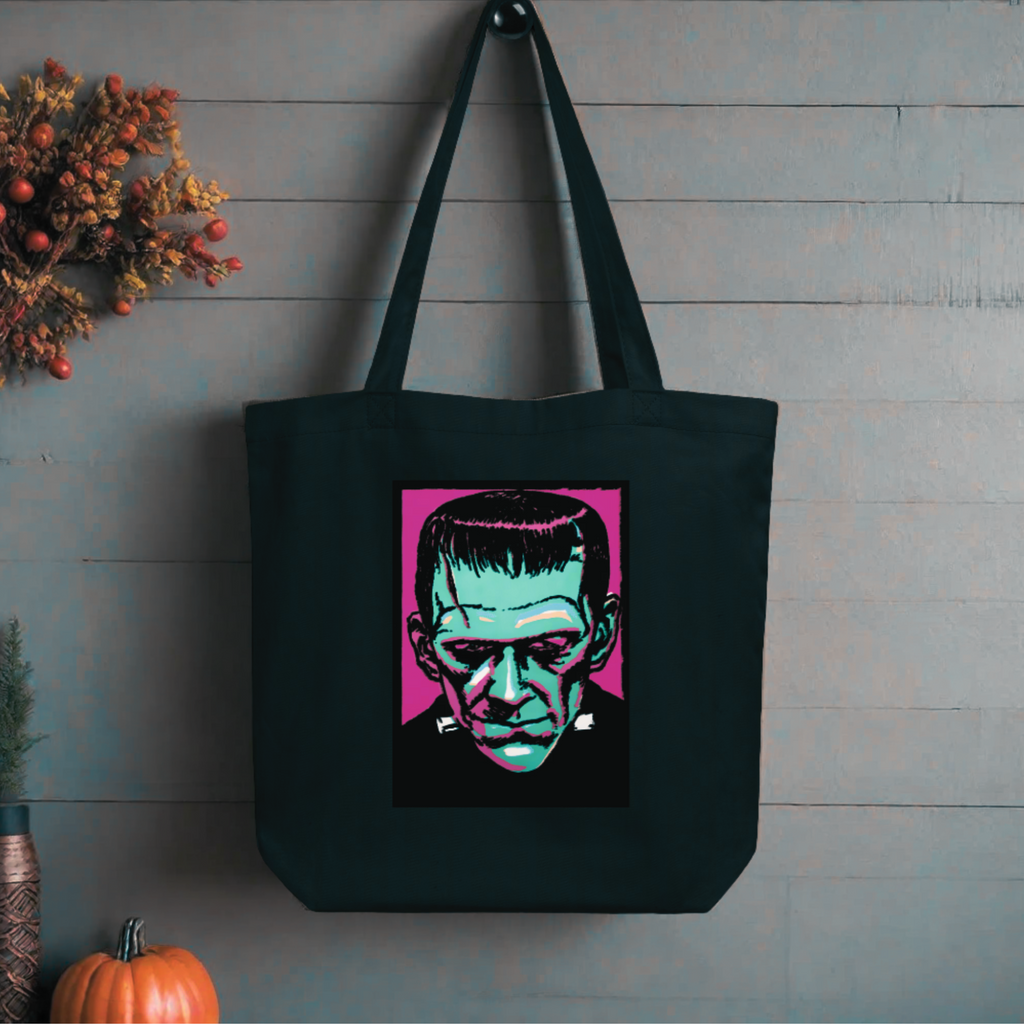 Frankenstein Monster Retro Halloween Print Eco Cotton Tote Bag
