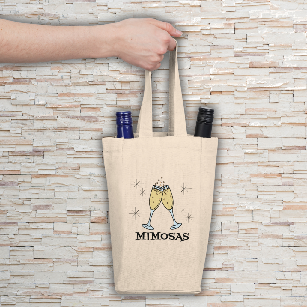 Mimosas Wine Bottle Holder Bag Sunday Brunch Double Bottle Canvas Bag Atomic Era Retro Style