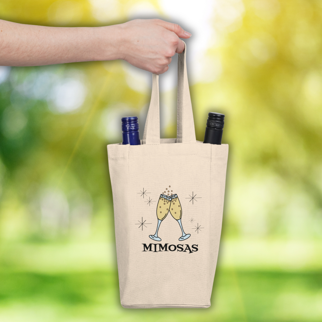 Mimosas Wine Bottle Holder Bag Sunday Brunch Double Bottle Canvas Bag Atomic Era Retro Style