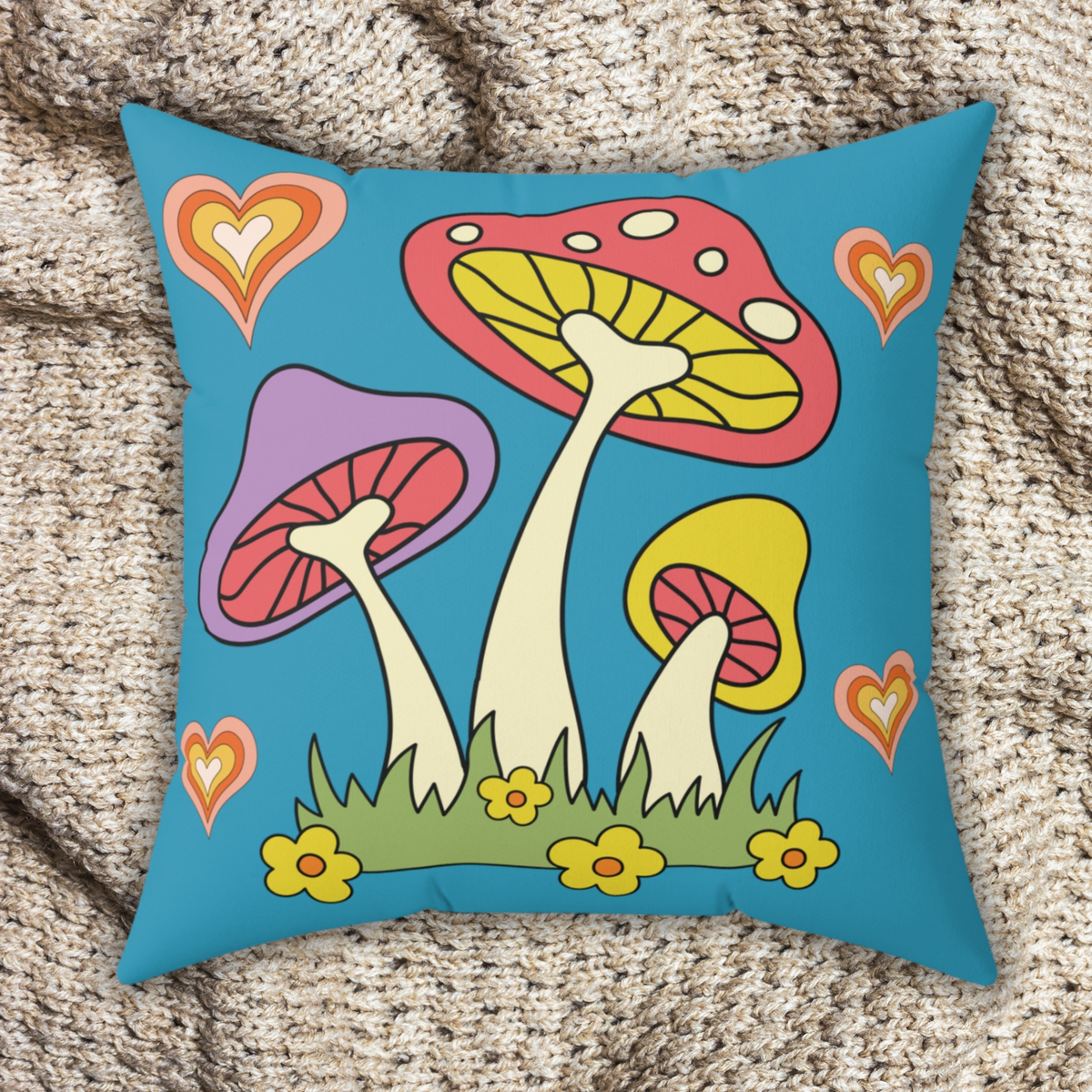 Mushroom Pillow Style Spun Polyester Square Pillow