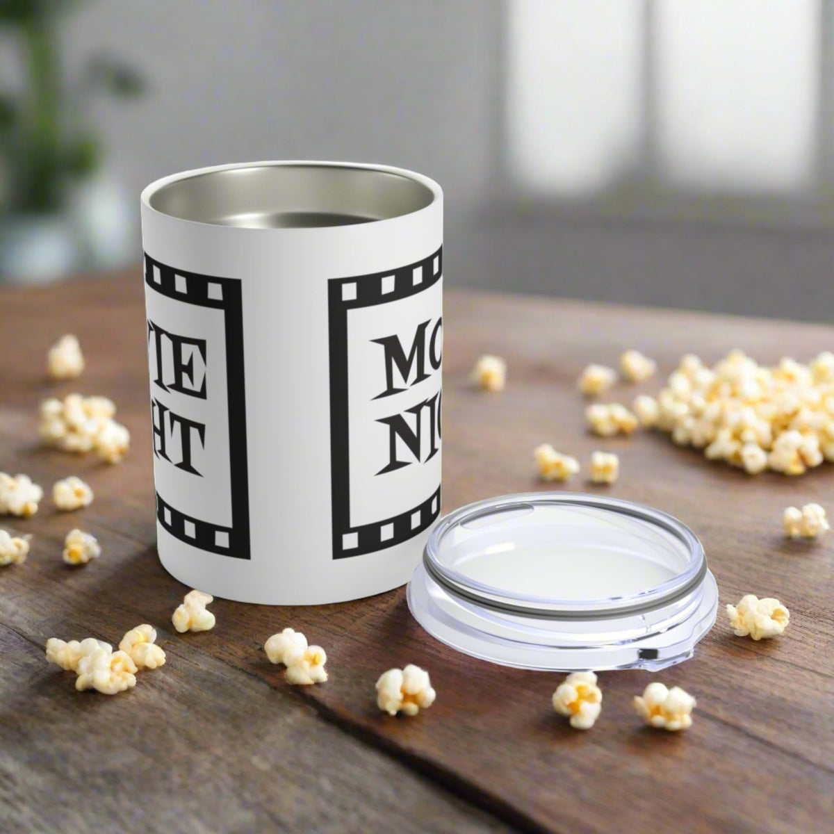 Movie Night Travel Tumbler 10oz Stainless Steel Retro Film Strip Atomic Era Design